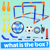 YCFUN 4-in-1 Foldable Soccer Set, Beginner Sports Soccer Game Hover Ball Outside Toys Gifts for Kids Boys Girls Children Ages 3+, Soccer Hockey Bowling Set